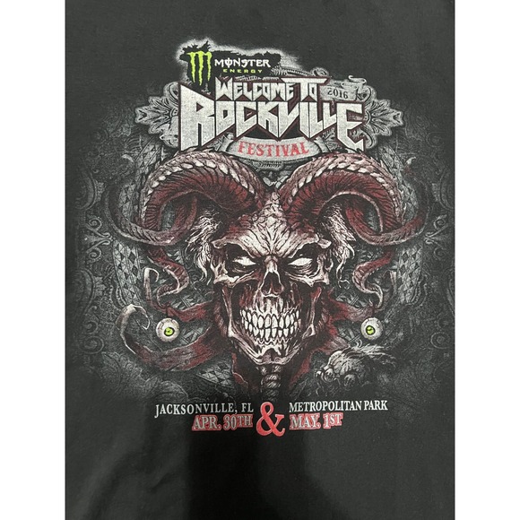Jerzees 2016 Welcome to Rockville Festival Shirt Mens Large Black Graphic Tee - Picture 2 of 8
